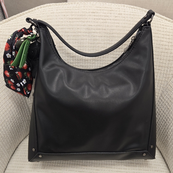 Steve Madden Black Hobo Bag with Strawberry Charm - Picture 5 of 5